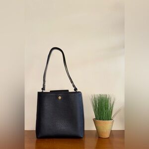 Tory Burch Emerson Small Bucket Bag Crossbody Black Leather New (Without Tags)